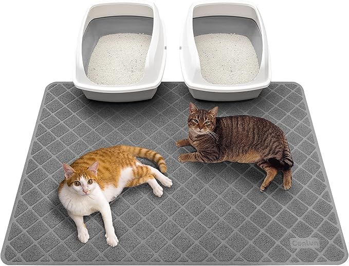 Cat Litter Mat Litter Trapping Mat, 47" x 35" Premium Durable PVC Grid Mesh with Scatter Control, Non-slip, Less Waste Cat Litter Box Mat, Soft on Kitty’s Paws, Urine Waterproof