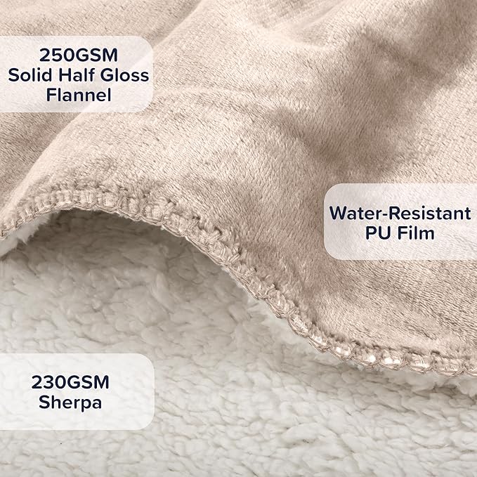 PETMAKER Dog Blanket - 60x80in Reversible Sherpa Blanket - Throw Blankets for Bed, Couch, Crate, or Car - Machine Washable Puppy Essentials (Tan)