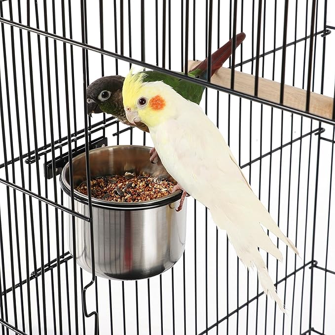 Yaheetech 57-Inch Rolling Open Top Roof Bird Cage for Mid-Sized Parrots Cockatiels Caique Quaker Monk Indian Ring Neck Green Cheek Conure Middle Bird Cage with Detachable Stand