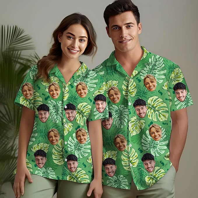 Custom Hawaiian Shirt with Face Photo Picture for Men Women Kids Youth Adult, Tropical Personalized Hawaiian Shirts Gift