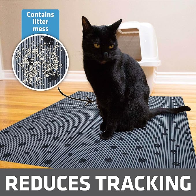 Drymate Cat Litter Box Mat, Litter Trapping Mat, Waterproof, Urine-Proof, Absorbent, Machine Washable, Soft on Paws, Contains Mess, Protects Floors, Kitten Supplies, Dark Grey, 28x36 XL