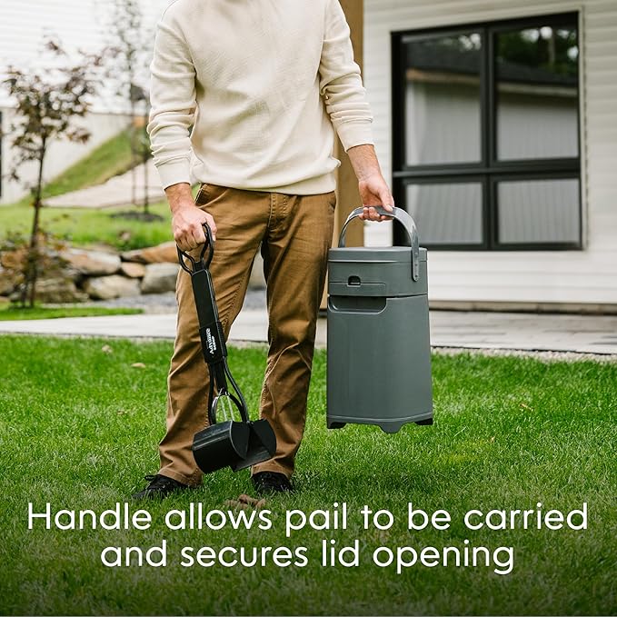 Pet Genie Pail | Dog Waste Disposal System for Outdoor and Indoor Odor Control | Dog Poop Trash can | Includes 1 Square Refill Bag That Lasts up to 2 Months