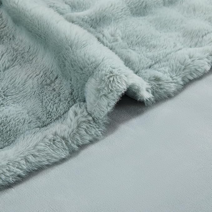 Modern Threads Water-Resistant Faux Rabbit Fur Pet Blanket for Dogs & Cats – Ultra-Soft Couch, Bed & Crate Protector, 40x50 Light Blue