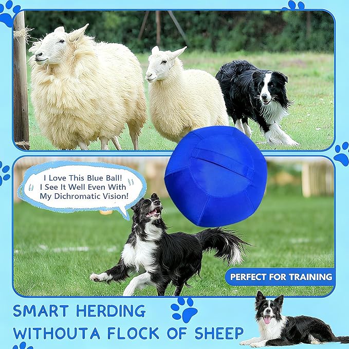 Herding Ball For Dogs 22" Bite Resistant Dog Herding Ball, Agility Training Equipment, Herding For Herding Balls For Australian Shepherd, Improved Bite Resistant, Reinforced Sewing Collie Balls,Blue