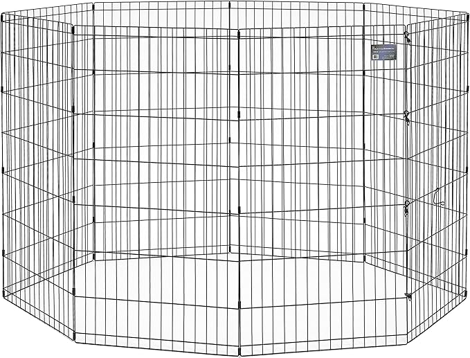 MidWest Homes for Pets Folding Metal Dog Exercise Pen, Indoor/Outdoor Playpen with No Door, Provides 16 Sq Feet of Play Space, 48-Inches Tall, Black E-Coated