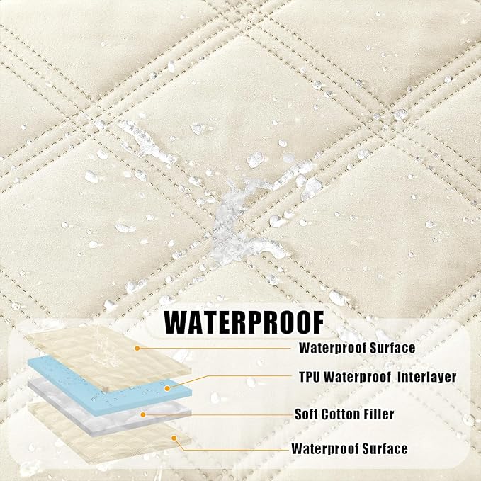 Smiry Waterproof Dog Bed Cover Blanket 40x70, Soft Reversible Pet Blanket, Washable Leakproof Cats Dogs Couch Cover for Sofa, Couch, Furniture, Beige/Beige