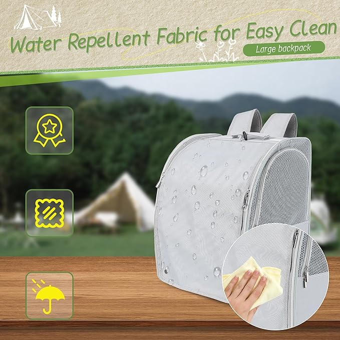 Sanmoncare Bird Carrier Backpack with 2 Adjustable Perches, Water-Repellent Parrot Travel Cage with Stainless Steel Tray, Breathable Pet Carrier for Cockatiels, Conures and Vet Visits