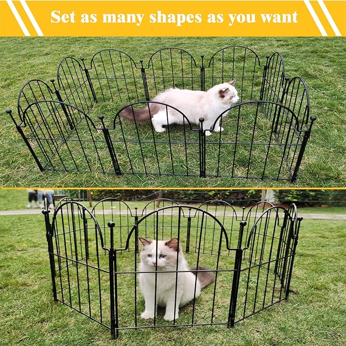 Garden Fence, 17in(H) x 27.5 ft(L) Arched Rustproof Metal No Dig Fence Garden Fence Border,Ground Stake Animal Barrier Fence for Rabbit Dog, Outdoor Landscape Decor for Yard & Patio,25 Pack