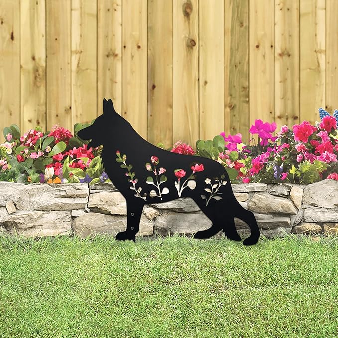 German Shepherd Garden Stake - Handcrafted Outdoor Decor for Dog Lovers, Durable Yard Art Statue