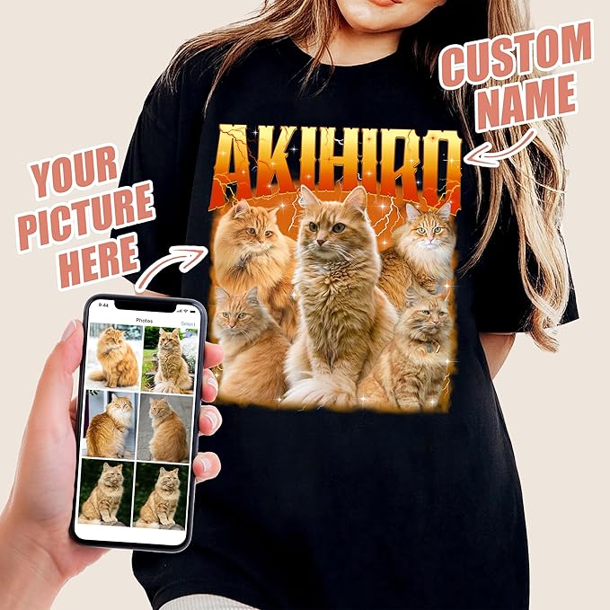Mit & Mia Custom Your Own Bootleg Rap Shirts for Boyfriend Girlfriend Face Shirt with Photo Gift for Him Her Pet Lovers