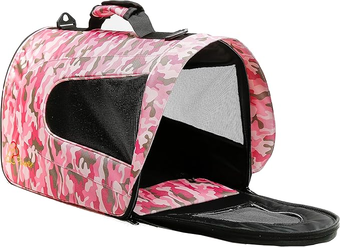 Pawer 18” x 11”x 11” Soft-Sided Foldable Airline Approved Pet Carrier for Cat, Puppy and Small Dog, Washable 600D Oxford Fabric, with Handle and Strap for Carry, Multiple Colors Available