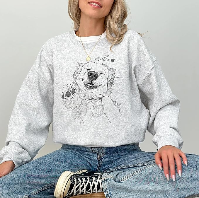 Custom Pet Sweatshirts with Photo and Name, Personalized Dog Sweatshirt, Gifts for Dog Mom, Dad