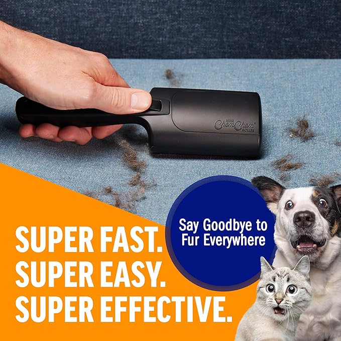 ChomChom Roller Pet Hair Remover – Reusable Lint Roller Pet Hair Removal Tool for Clothes, Couches, Cars and Travel - Cat Dog Hair Remover, Compact, No Sticky Refills Needed (Mini Roller)