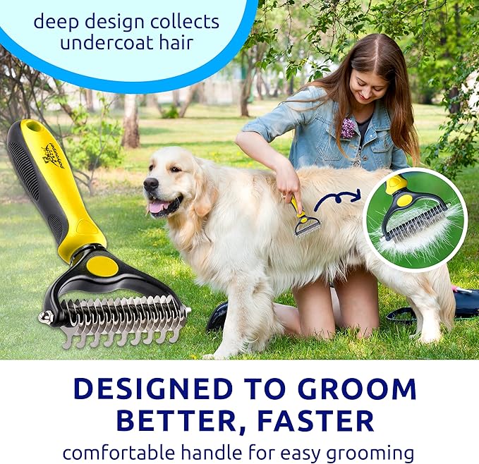 Pat Your Pet Deshedding Dog Brush For Shedding – Cat Brushes For Indoor Cats, Double-Sided Cat Brush Deshedding & Grooming Tool For Long Haired And Short Haired Dogs, Skin-Friendly