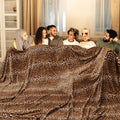 Bnuitland Leopard Print Flannel Blanket, Large Size 90x90 Inches with Storage Pouch for Bed Couch Travel, 300 GSM Double Sided Cheetah Print Super Soft Fuzzy Fluffy Fleece Blanket for Adults