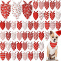 Abbylike 50 Pcs Valentines Day Dog Bandanas Bulk Red and White Polka Dots Stripes Bandanas for Dogs Triangle Kerchief Bibs Scarf for Pet Romantic Costume Photo Props Accessories(31.5 x 21.7 x 21.)