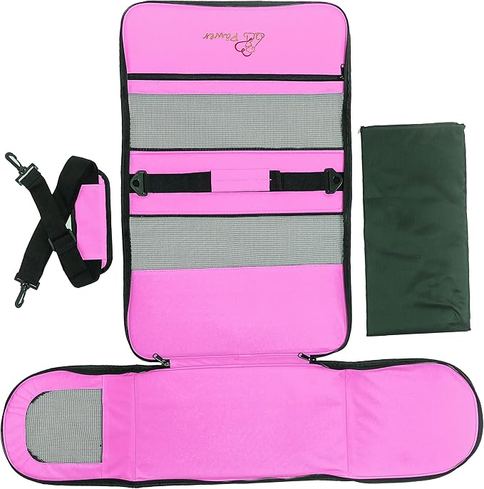 Pawer 18” x 10” x 10”Soft-Sided Foldable Airline Approved Pet Carrier for Cat, Puppy and Small Dog, Washable 600D Oxford Fabric, with Handle and Strap for Carry, Multiple Colors Available