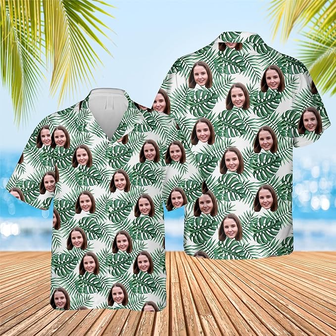 DILYPOD Custom Hawaiian Shirt with Face, Personalized Button Down Hawaiian Shirts for Men, Women, Photo Hawaiians Shirt