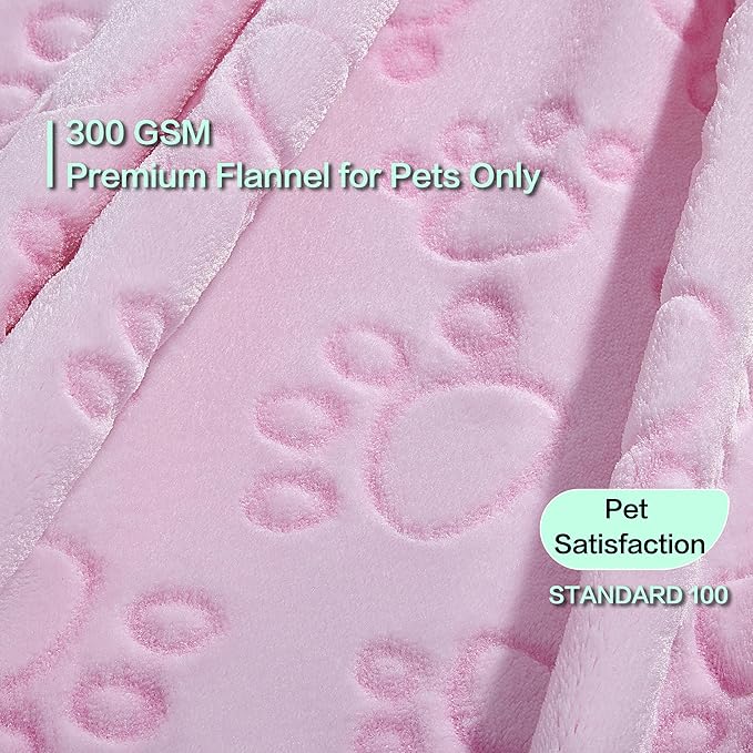 Stuffed Premium Soft Dog Blanket, Flannel Pink Stuff Cute Paw Print, 43 * 66 inches, Cat Blanket Puppy Supplies Dog Products Stuff Essentials