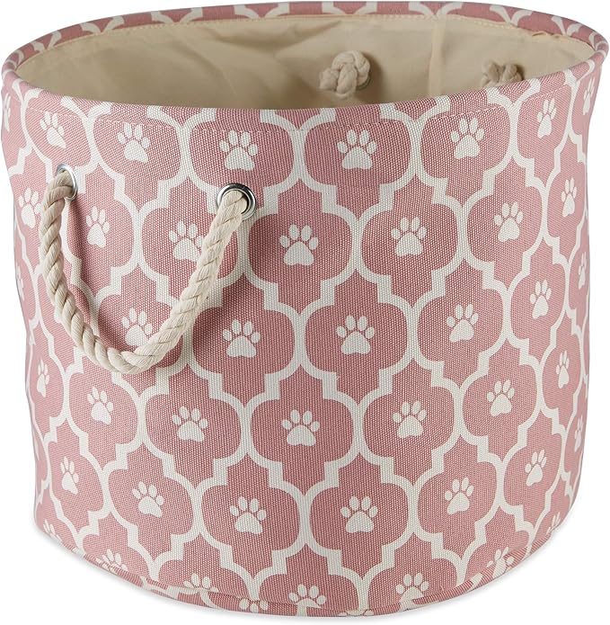 Bone Dry 6192 Pet Storage Collection Lattice Paw Print, Medium Round, Rose