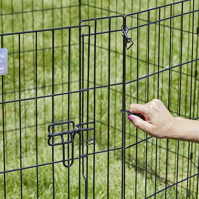 MidWest Homes for Pets Dog Exercise Pen & Playpen, 24" W x 48" H, with Door, Black