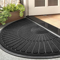 tchdio Door Mat Outdoor Indoor Entrance Doormat-Semicircular Durable Rubber Non Slip Front Door Mat for Outside Inside Entry Entryway Dirt Trapper WelcomeMat for Muddy Paws and Shoes-Black 24”x47”
