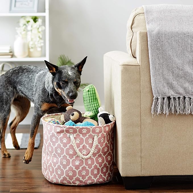 Bone Dry 6192 Pet Storage Collection Lattice Paw Print, Medium Round, Rose