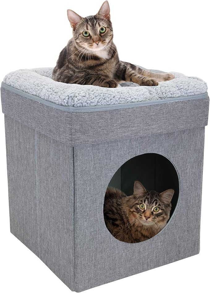 Kitty City Indoor Cat Cube Furniture, Gray Cube