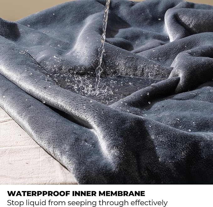 Sunheir Waterproof Blanket for Bed & Couch, Reversible Soft Sherpa Fleece Flannel Throw 60"x80", Leakproof Spill-Proof Dog Pet Blanket, Furniture & Sofa Protector, Camping, Travel, Twin, Grey