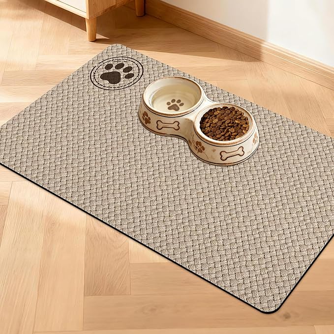 Pet Feeding Mat for Floors Waterproof Dog Mat for Food and Water Absorbent Quick Dry Non Slip mat for Cat Bowls