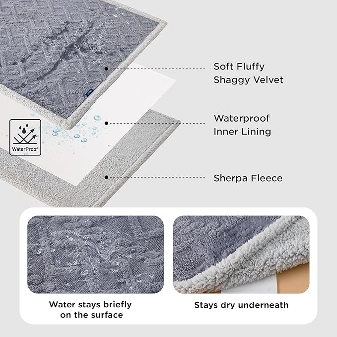 Bedsure Waterproof Dog Blankets for Large Dogs - Pet Blanket for Bed Couch Protector Washable, Premium Jacquard Coral Fleece Cat Throw Blanket, Soft Plush Reversible Furniture Protection, 60x80, Grey