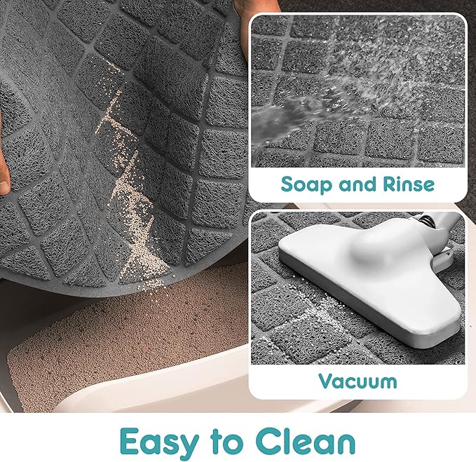 Cat Litter Mat Litter Trapping Mat, 47" x 35" Premium Durable PVC Grid Mesh with Scatter Control, Non-slip, Less Waste Cat Litter Box Mat, Soft on Kitty’s Paws, Urine Waterproof