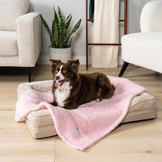 PetAmi Dog Blanket for Small Dogs Pink, Fluffy Soft Puppy Blanket, Sherpa Fleece Cat Blanket for Kitten Doggie, Calming Pet Blanket Throw for Couch Sofa Bed Washable, Small 24x32
