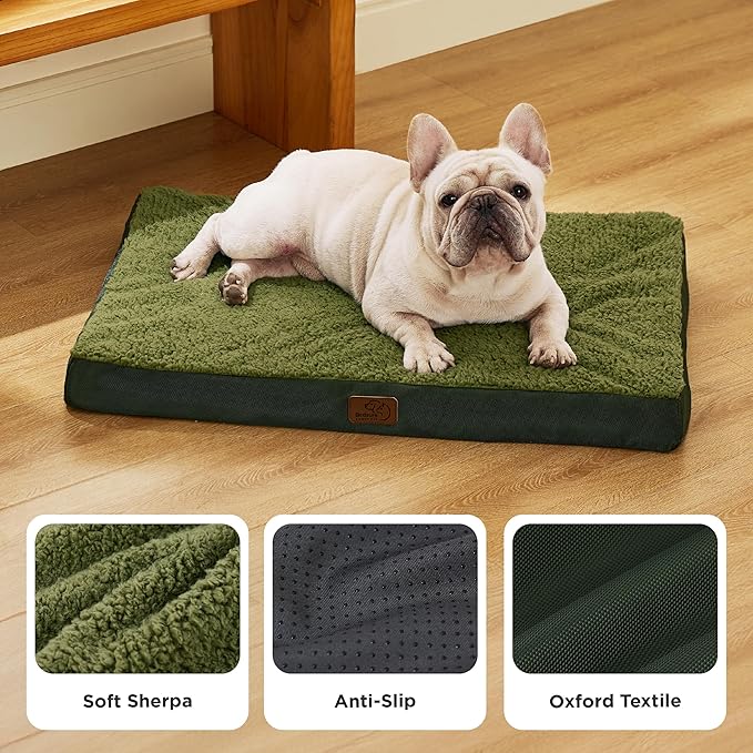 Bedsure Dog Bed Medium Size Dog - Comfy Flat Puppy Beds with Removable Washable Cover, Orthopedic Egg Crate Foam Pet Mat, Suitable for Pet Up to 30 lbs