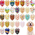 30 Pcs Fall Dog Bandanas Bulk 25 Inch Stitch Edge Dog Bandanas for Small Medium Dogs Breed Adjustable Autumn Scarves Grooming M