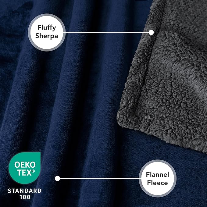 PetAmi Waterproof Dog Blanket for Medium Large Dog Puppy Cat Throw for Couch Cover Leakproof Protection, Sherpa Fleece, Reversible Soft Washable 60x40 Navy Gray