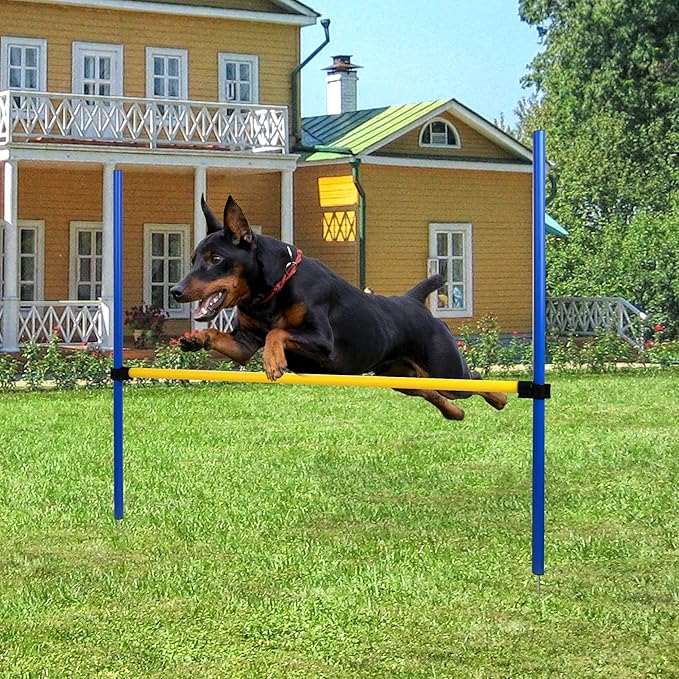 Pet Prime Dog Agility Training Equipment for Dog Obstacle Course Backyard Height Adjustable Jumper Hurdle Bar Portable Dogs Park Exercise Tool