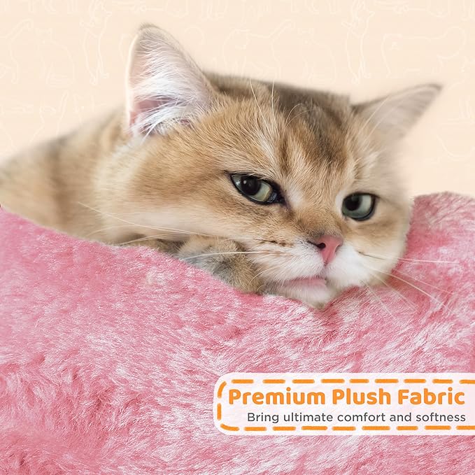 Yaheetech Cat Tree, 82.5in Super Tall Tower w/Cute Top Perches, Scratching Posts, 2-in-1 Ramps, Cozy Basket, Extra Large Condo for Indoor Kittens, Pink