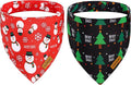 Christmas Dog Bandanas with Snap Button - 2 Pack Reversible Santa Claus Dog Scarf for Boy & Girl, Dog, Christmas Tree Holiday Bandana for Small Dogs (Small)