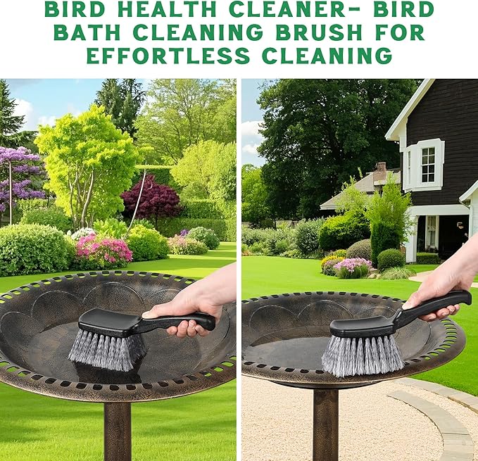 Brush for Bird Baths, Bird Bath Cleaner with Ergonomic Handle and PVC Bristles, Gentle Yet Effective Cleaning for Wigglers, Feeders, Hook Design 1 Pack