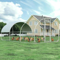 4ever2buy Large Metal Chicken Coop with Run Walk-in Poultry Cage Chicken Runs House Pen Cage Dome Roofed Chicken Coops with Anti-Ultraviolet Cover for Outdoor Backyard Farm Use 9.5'W x 19.3'L x 6.3'H