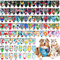 150 Pcs Hawaiian Dog Bandanas Bulk Pet Bibs Colorful Triangle Scarf Pet Bandanas for Medium Large Dogs Hawaiian Summer Luau Party Birthday Costume Decor