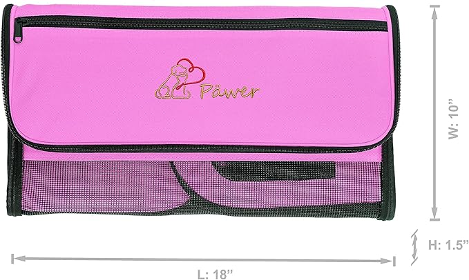 Pawer 18” x 10” x 10”Soft-Sided Foldable Airline Approved Pet Carrier for Cat, Puppy and Small Dog, Washable 600D Oxford Fabric, with Handle and Strap for Carry, Multiple Colors Available