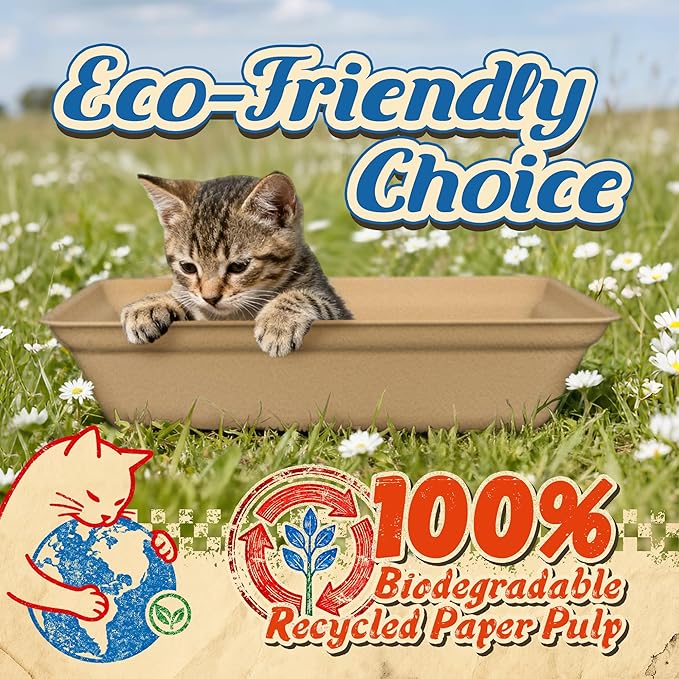 16-Pack Disposable Litter Boxes for Cats: 8/12/16 Portable Leak-Proof & Odor Control Tray for Kitty Foster Cats Indoor Travel 17.5''x13.6'' Litterbox Liner