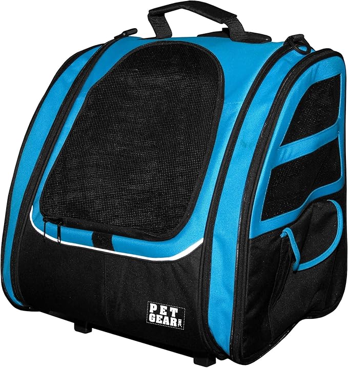 Pet Gear I-GO2 Roller Backpack, Travel Carrier, Car Seat for Cats/Dogs, Mesh Ventilation, Included Tether, Telescoping Handle, Storage Pouch