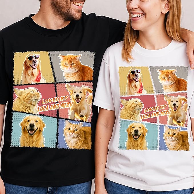 H-DEWALL Custom Shirts Custom Bootleg Rap Shirt for Him Custom Face Shirt with Photo Pet Custom Tees Gift for Dog Cat Lover