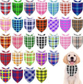 30 Pcs Plaid Dog Bandanas for Small Dogs Medium Stitch Dog Bandana Bulk Reversible Print One Side Large Polyester Scarves Party Grooming M