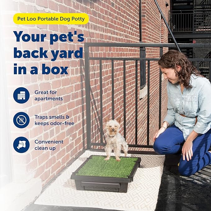 PetSafe Pet Loo Portable Dog Potty - Pet Toilet Alternative for Puppy Pads - Small - Perfect for House Training - Easy-to-Clean Grass Mat