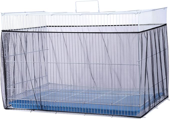 Mogoko Universal Bird Cage Seed Catcher,Seed Catcher Guard Net Cover,Parrot Nylon Mesh Net Cover,Soft Airy Cage Net Stretchy Skirt for Round Square Cages