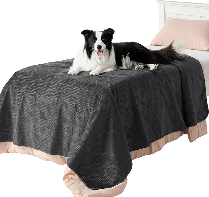 Bedsure Waterproof Bed Cover for Dogs Washable - Waterproof Blanket for Twin Bed Couch Sofa Cozy, Lightweight Furniture Protector for Pet Cat Quick Drying, Charcoal, 68x82IN